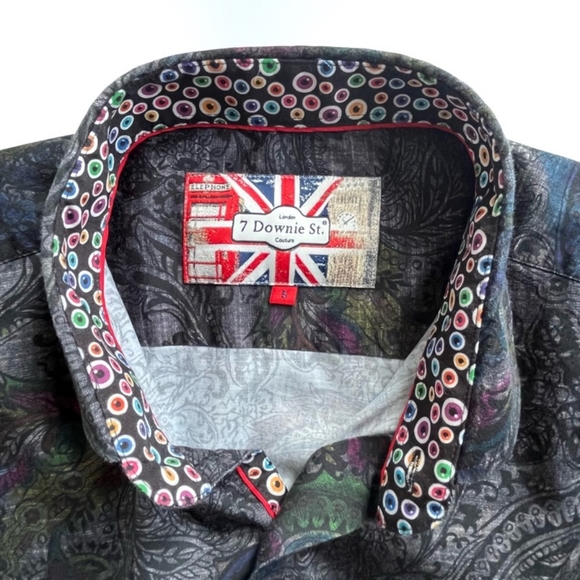 7 Downie St. Men's Large Color Contrast Premium Flip Cuff Button Down Shirt - Picture 2 of 13